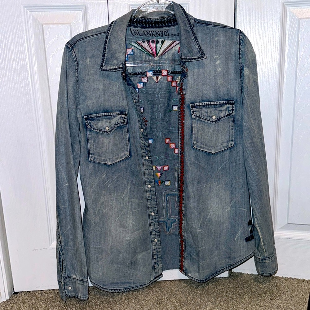 Blank NYC Denim Jacket with Embellishments